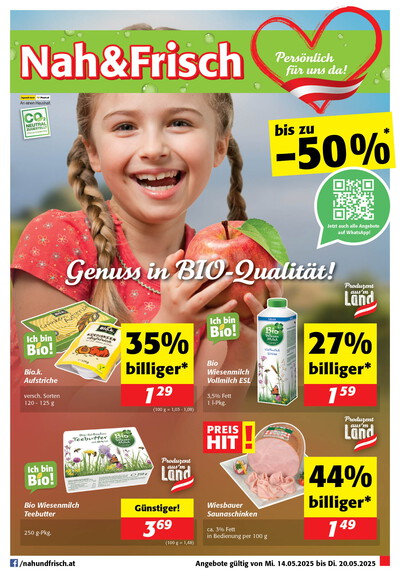 Nah&Frisch Flugblatt gültig von 14. bis 20. Mai 2025 mit dem Schwerpunkt Bio.